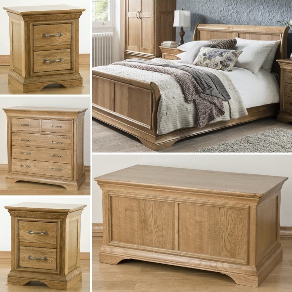 French Oak Double Bed Bedroom Package Deal